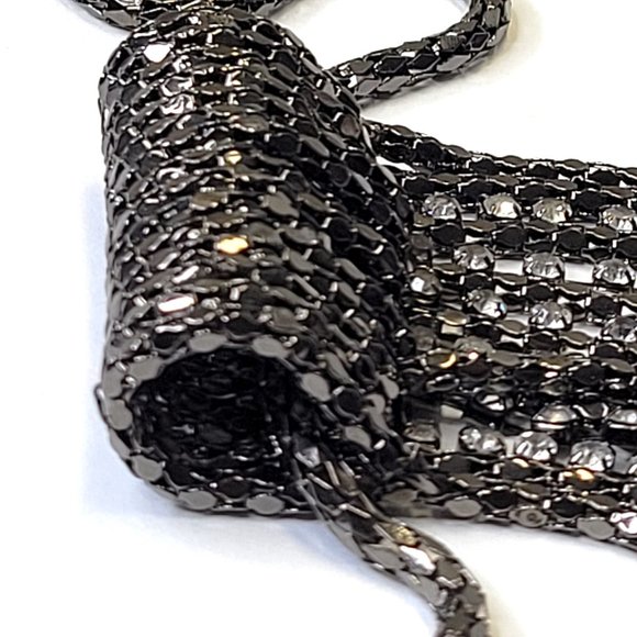 Gunmetal Tone Long Necklace with Crystals Tassels - Picture 4 of 15